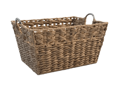 Professional-grade Rectangular PE Resin Water Hyacinth Basket with Metal Handles
